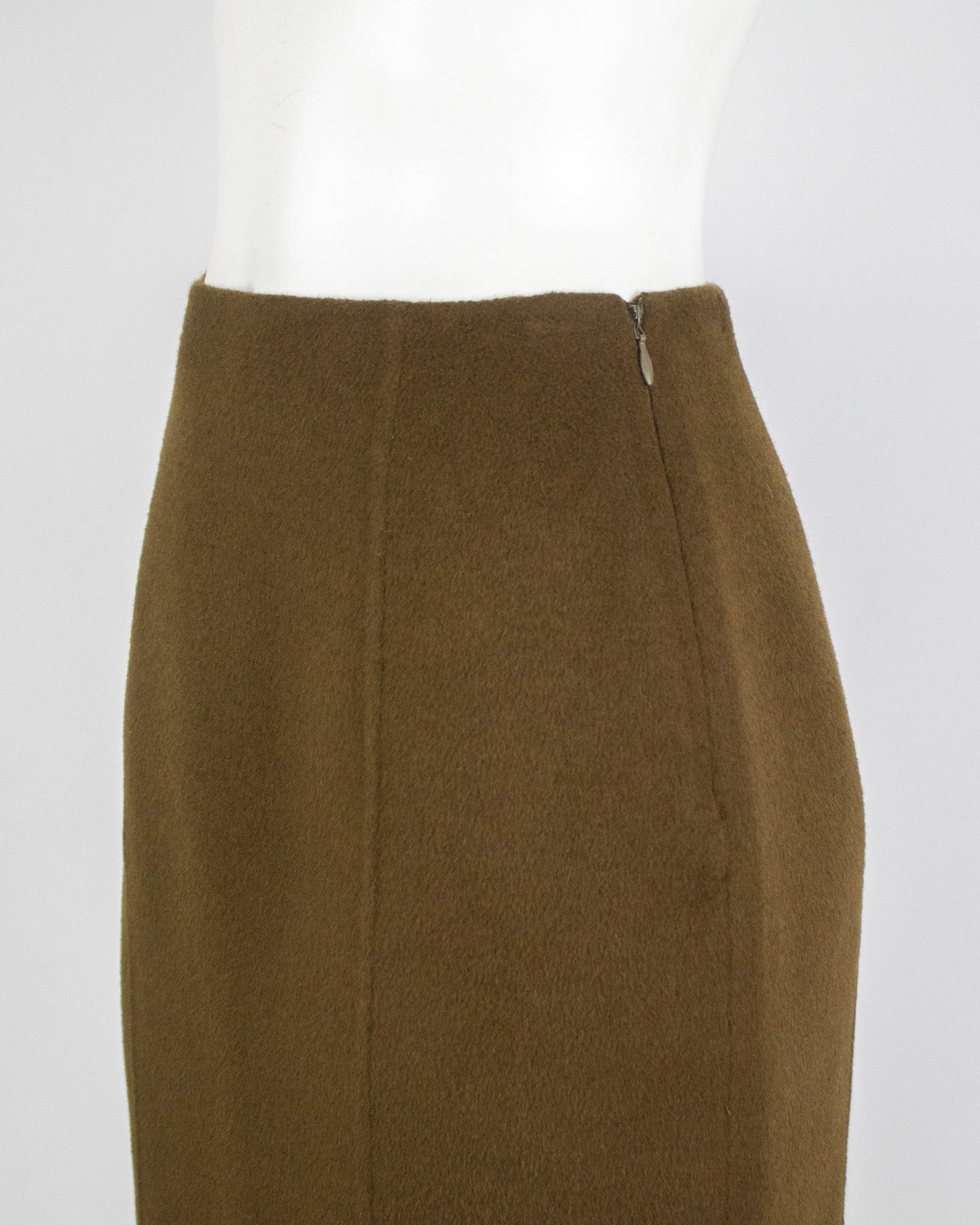 Vintage Prada 1990s Wool Cashmere Midi Pencil Skirt / IT 42 (S)