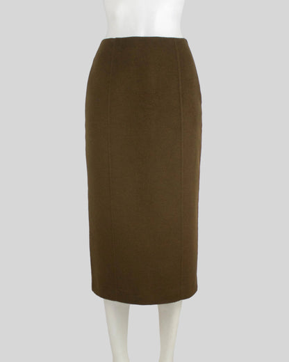 Vintage Prada 1990s Wool Cashmere Midi Pencil Skirt / IT 42 (S)