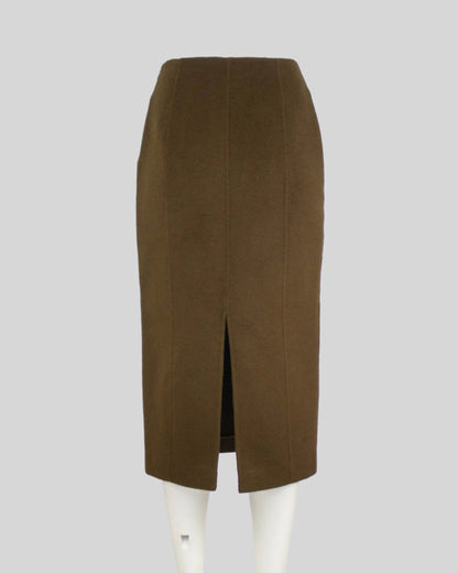 Vintage Prada 1990s Wool Cashmere Midi Pencil Skirt / IT 42 (S)