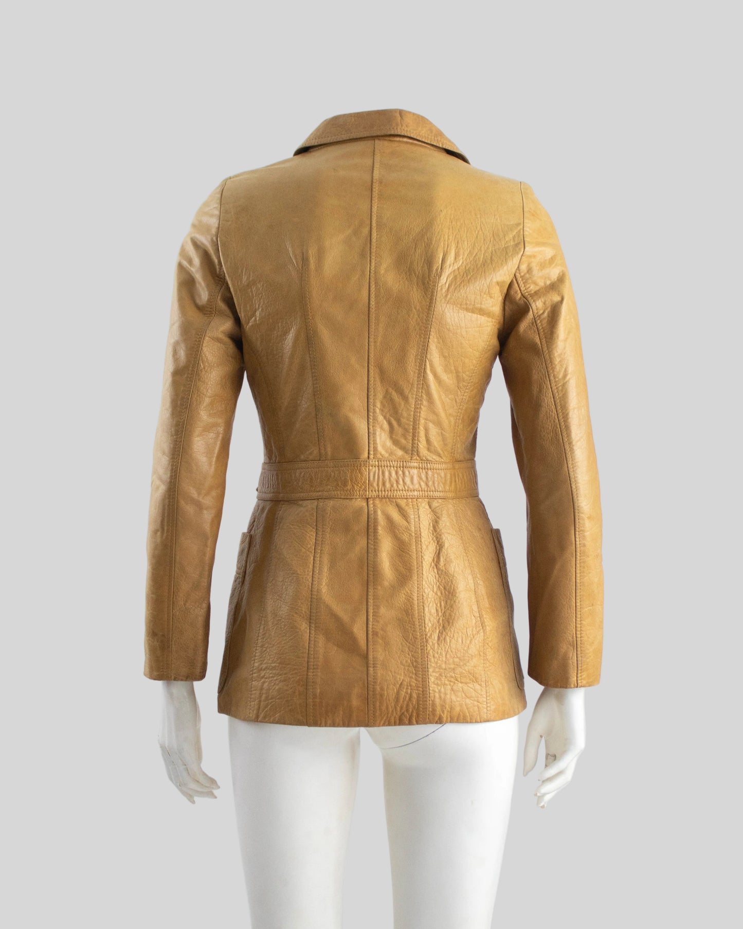 Vintage Prada 1996 Tan Leather Belted Jacket / XS