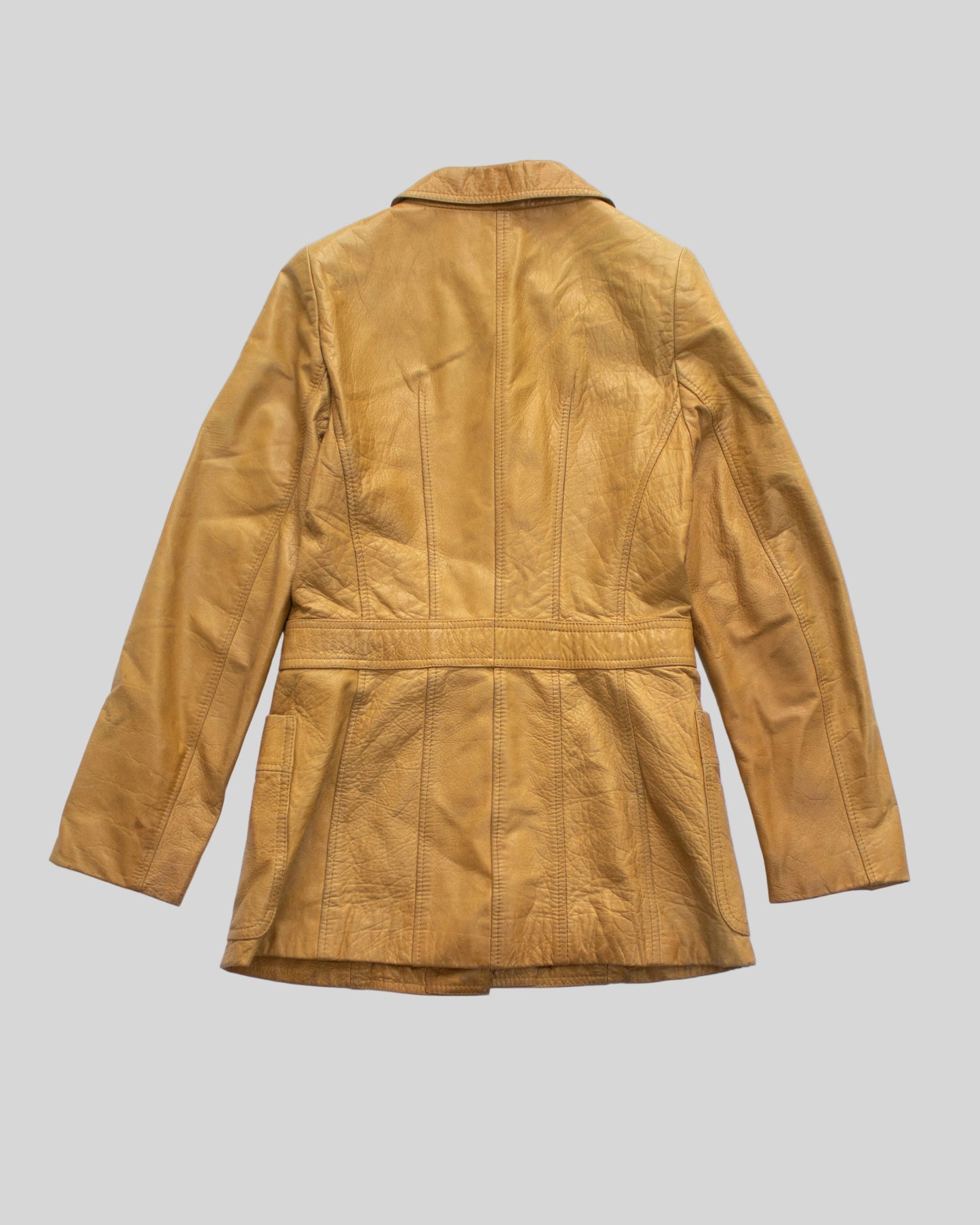 Vintage Prada 1996 Tan Leather Belted Jacket / XS