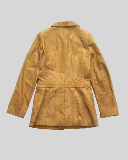 Vintage Prada 1996 Tan Leather Belted Jacket / XS