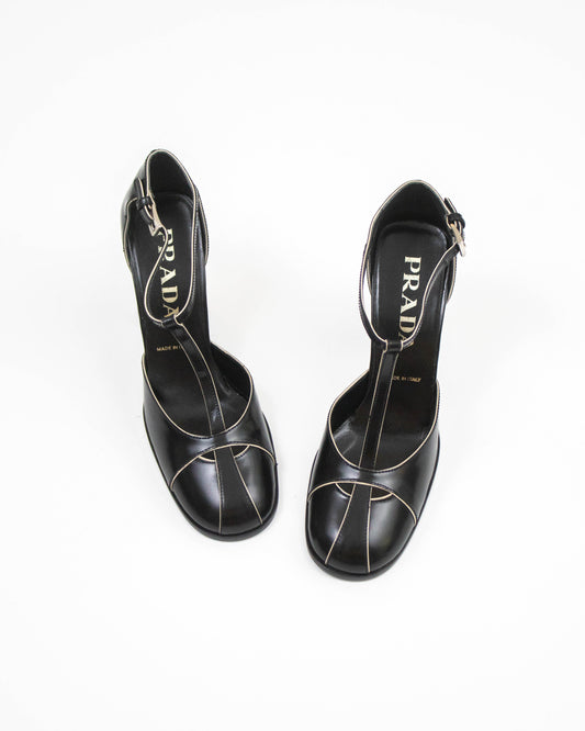 Vintage Prada Black T-strap Mary Jane 'Legally Blonde' Heels / 34.5 (US 4.5)