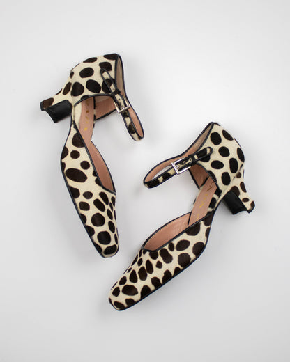 Vintage Prada F/W 1995 Dalmatian Print Ponyhair Mary Jane Heels / 36.5 (US 6.5)
