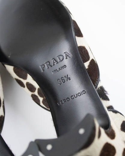Vintage Prada F/W 1995 Dalmatian Print Ponyhair Mary Jane Heels / 36.5 (US 6.5)