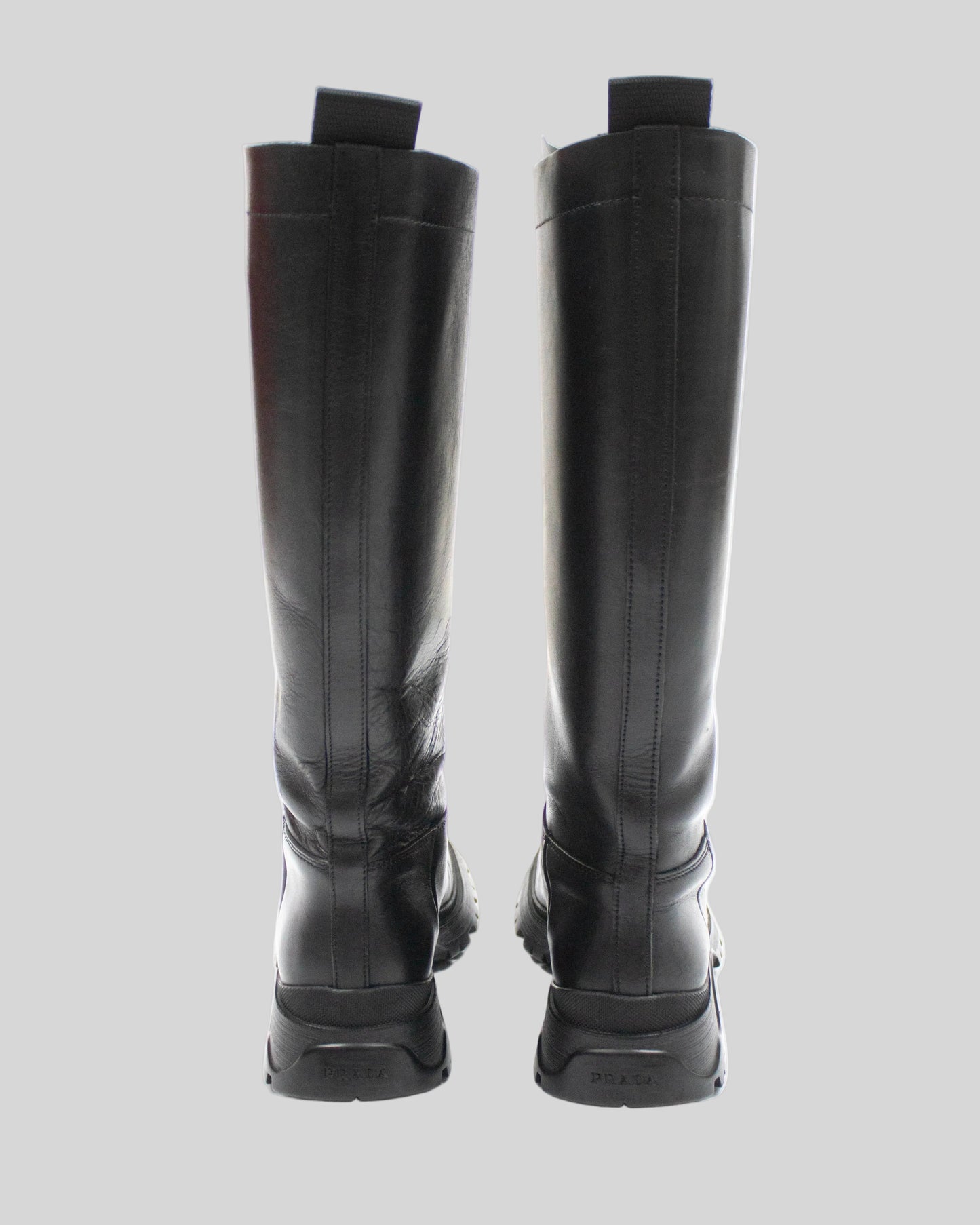 Vintage Prada Linea Rossa 2004 Black Lug Sole Boots As seen on Bella Hadid / 36.5 (US 6.5)