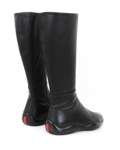 Vintage Prada Linea Rossa Leather Moto Boots / 36.5-37 (US 6.5-7)