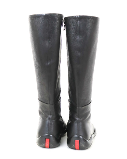 Vintage Prada Linea Rossa Leather Moto Boots / 36.5-37 (US 6.5-7)