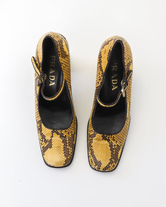 Vintage Prada Python Mary Jane Heels / 36 (US 6)