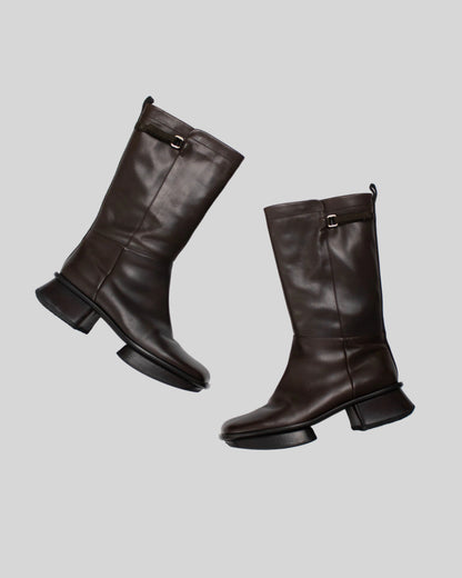 Vintage Prada S/S 1999 Brown Leather Split Sole Boots / 37.5 (US 7.5)