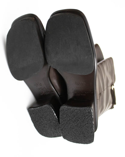 Vintage Prada S/S 1999 Brown Leather Split Sole Boots / 37.5 (US 7.5)