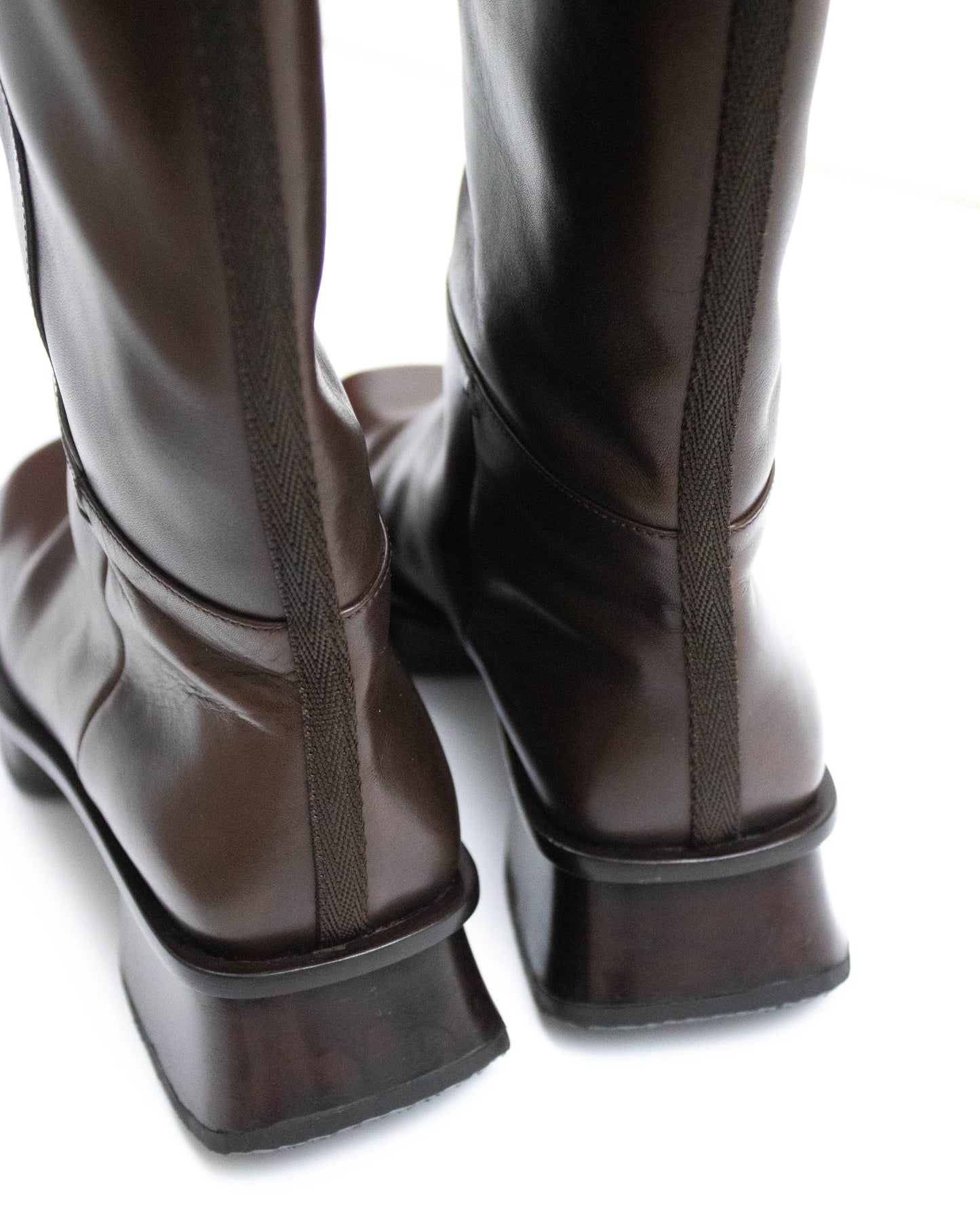 Vintage Prada S/S 1999 Brown Leather Split Sole Boots / 37.5 (US 7.5)