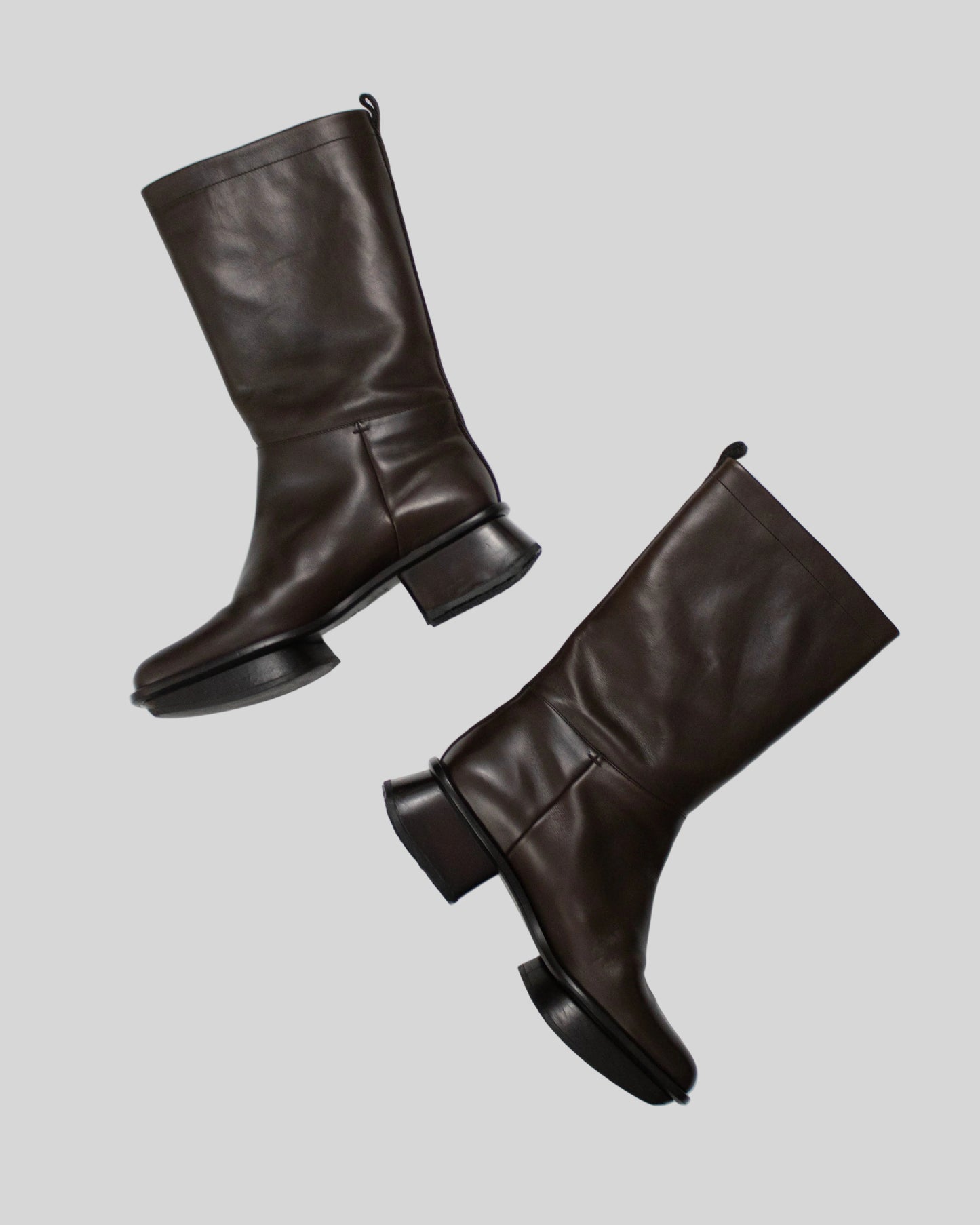 Vintage Prada S/S 1999 Brown Leather Split Sole Boots / 37.5 (US 7.5)