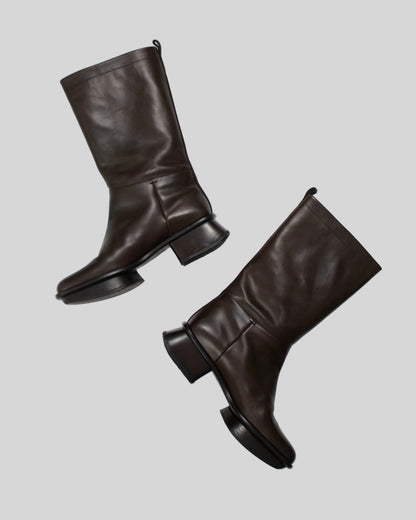 Vintage Prada S/S 1999 Brown Leather Split Sole Boots / 37.5 (US 7.5)