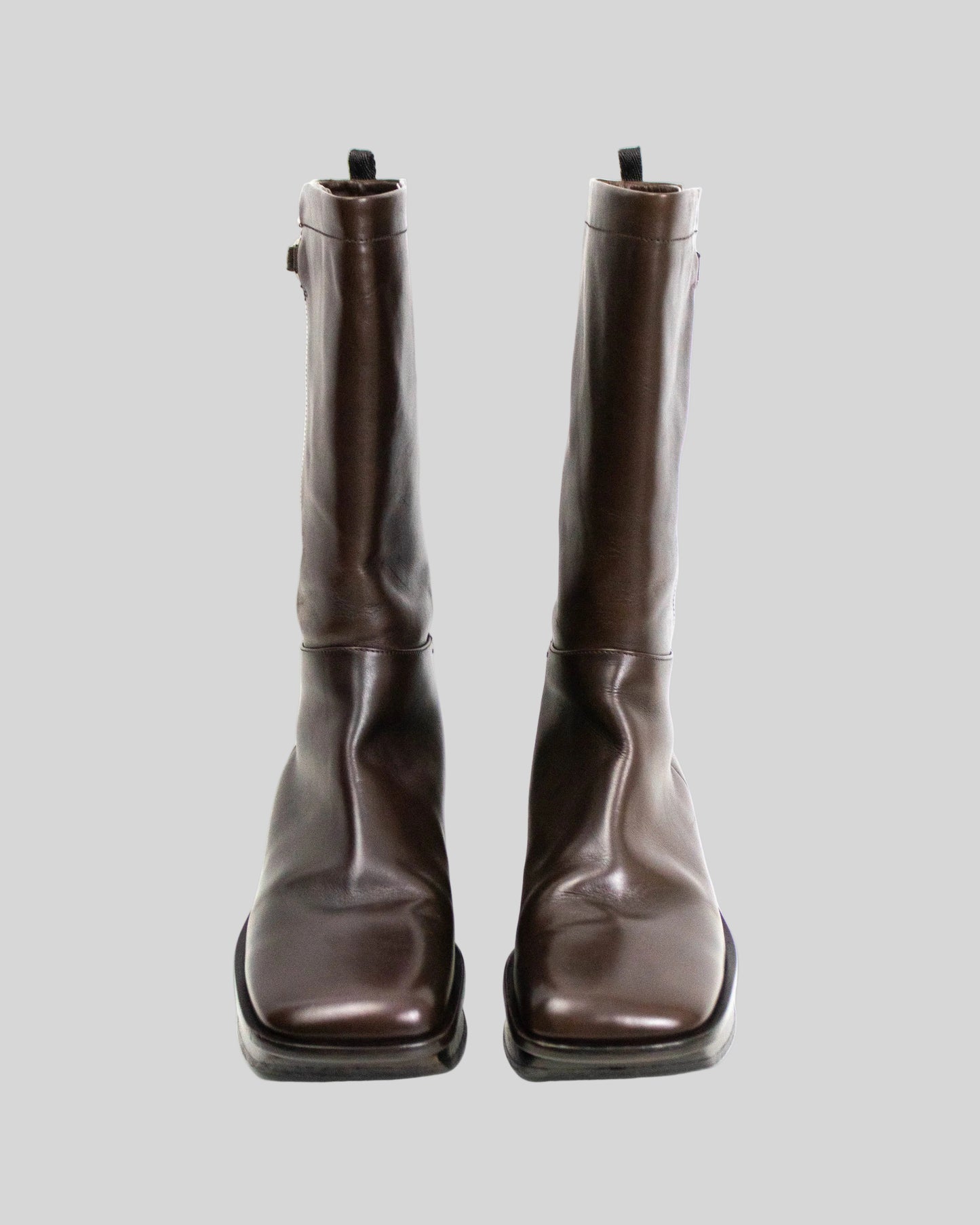 Vintage Prada S/S 1999 Brown Leather Split Sole Boots / 37.5 (US 7.5)