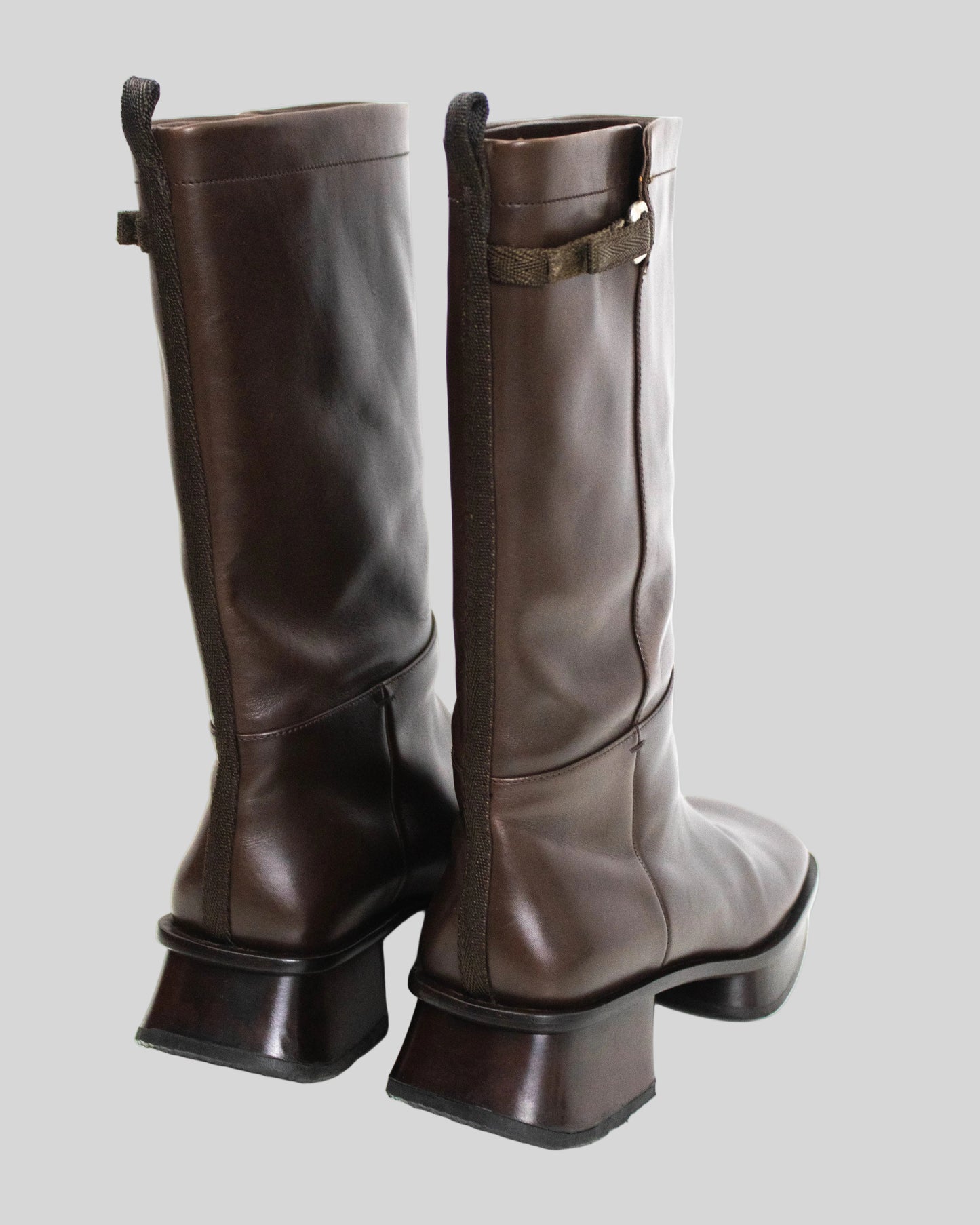 Vintage Prada S/S 1999 Brown Leather Split Sole Boots / 37.5 (US 7.5)