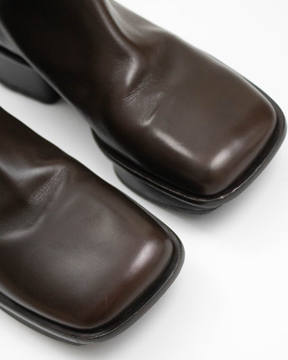 Vintage Prada S/S 1999 Brown Leather Split Sole Boots / 37.5 (US 7.5)