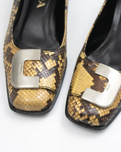 Vintage Prada Snakeskin Python Loafer Heels / 36 (US 6)