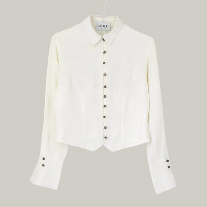 Vintage S/S 1993 Rifat Ozbek Embroidered Blouse Runway Top / IT 42 (S)