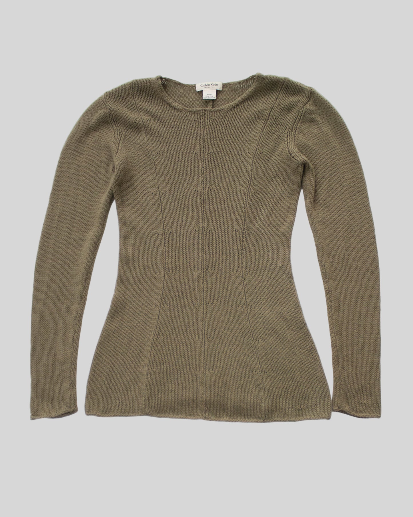 Vintage S/S 1994 Calvin Klein Collection Cashmere Beige/Khaki Knit Jumper / M