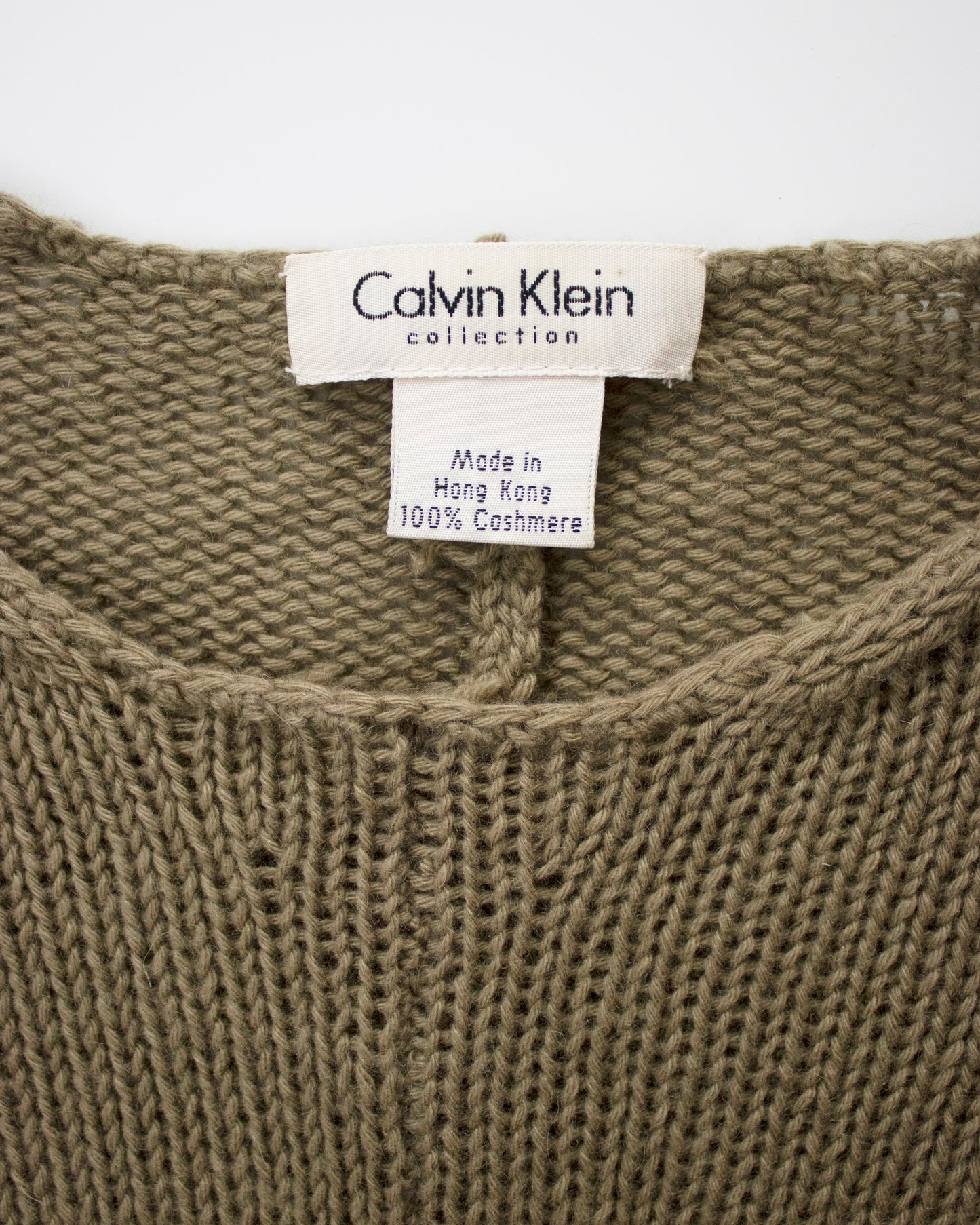 Vintage S/S 1994 Calvin Klein Collection Cashmere Beige/Khaki Knit Jumper / M