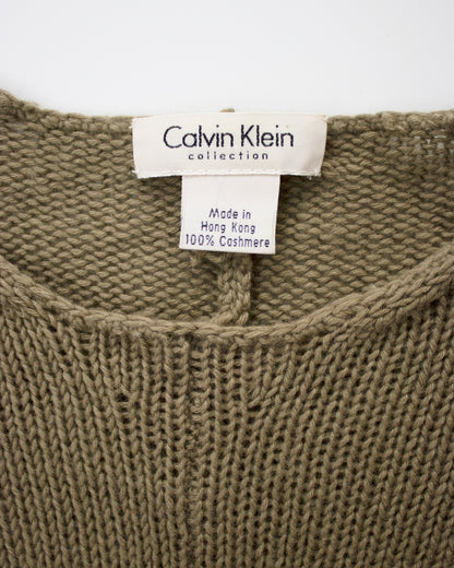 Vintage S/S 1994 Calvin Klein Collection Cashmere Beige/Khaki Knit Jumper / M