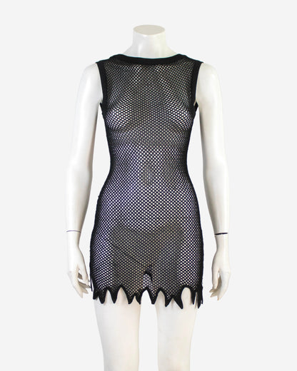 Vintage S/S 1994 Rifat Ozbek Runway Spiky Mesh Mini Dress / S