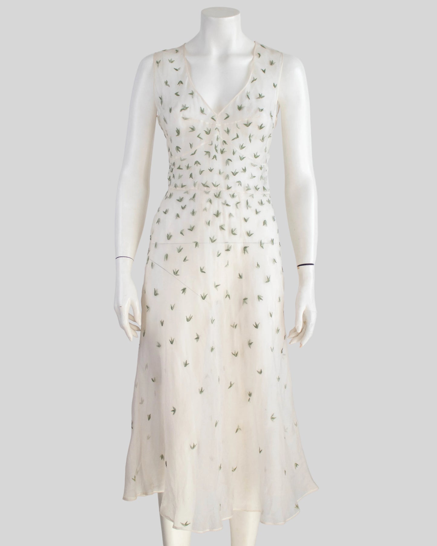 Vintage S/S 1995 Prada Sheer Embroidered Runway Dress / IT 42 (S)