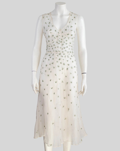Vintage S/S 1995 Prada Sheer Embroidered Runway Dress / IT 42 (S)