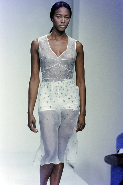 Vintage S/S 1995 Prada Sheer Embroidered Runway Dress / IT 42 (S)