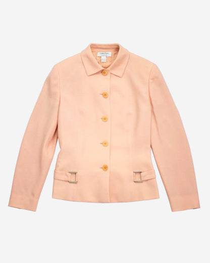 Vintage S/S 1996 Calvin Klein Collection Pink Wool Runway Blazer / XS
