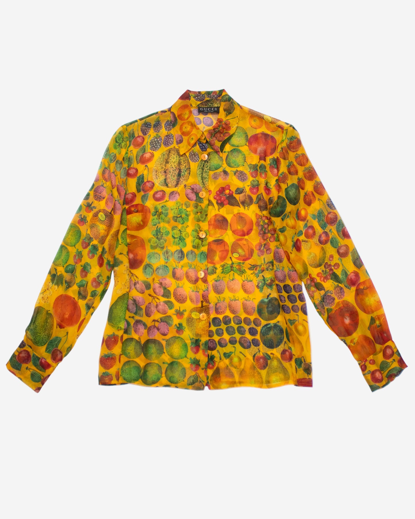 Vintage S/S 1996 Gucci by Tom Ford Fruit Print Silk Blouse / IT 42 (S-M)