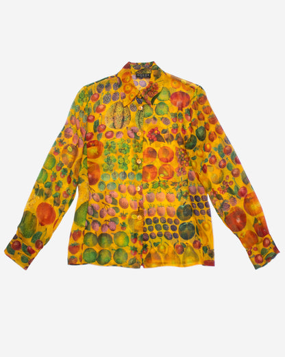 Vintage S/S 1996 Gucci by Tom Ford Fruit Print Silk Blouse / IT 42 (S-M)