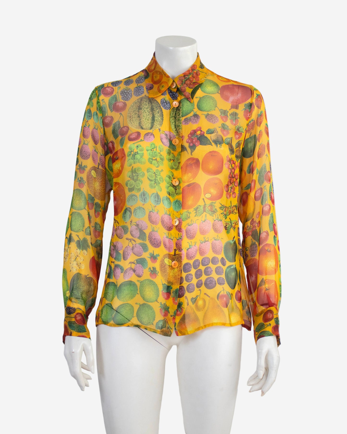 Vintage S/S 1996 Gucci by Tom Ford Fruit Print Silk Blouse / IT 42 (S-M)