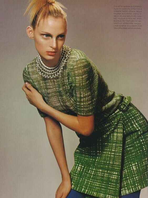 Vintage S/S 1996 Prada 'Ugly Chic' Acid Yellow Tweed Print Runway Skirt / XS