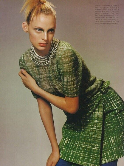 Vintage S/S 1996 Prada 'Ugly Chic' Tweed Print Cropped Sweater / IT 40 (XS-S)