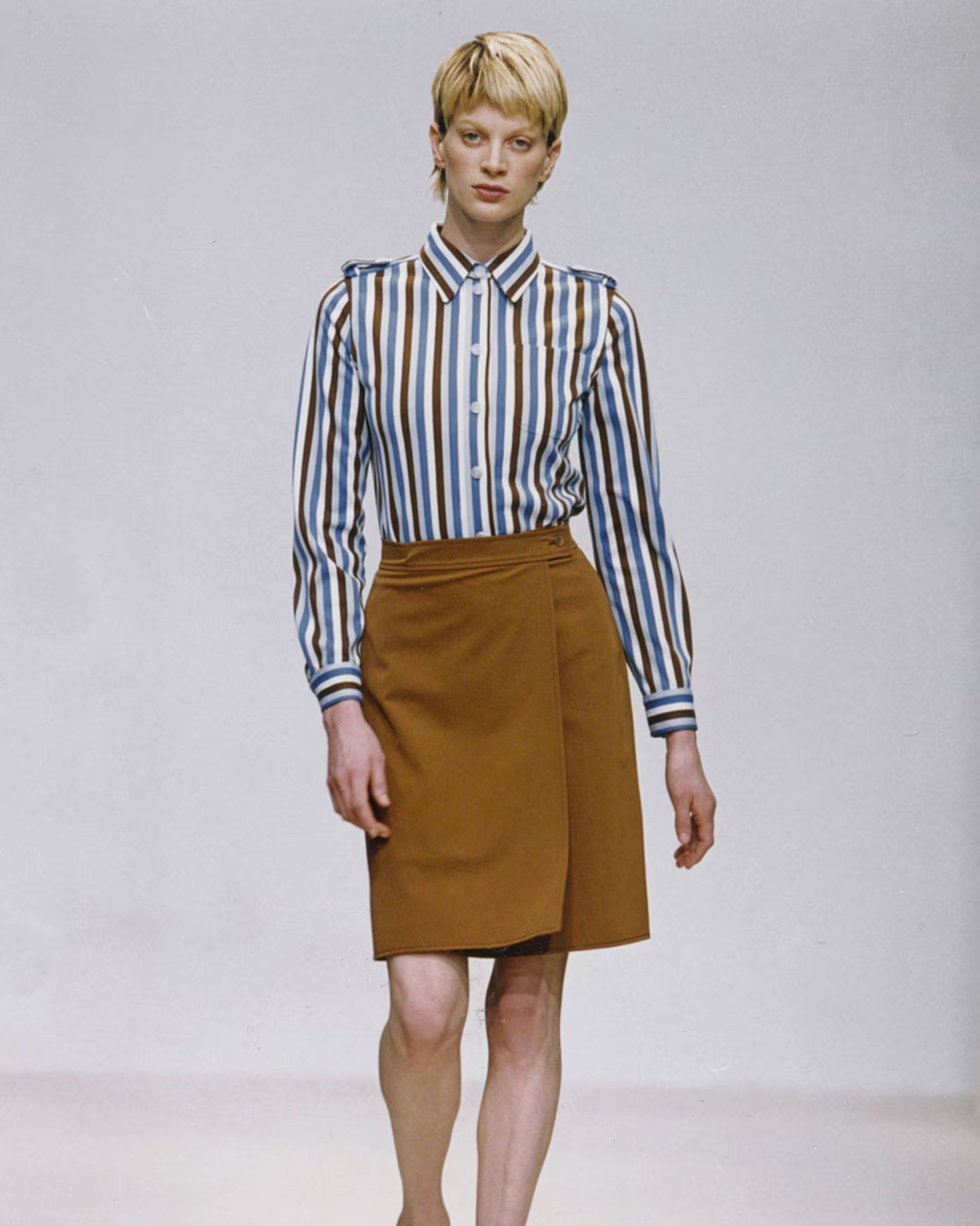 Vintage S/S 1996 Prada 'Ugly Chic' Runway Tan Brown Wrap Skirt / IT 42 (S)