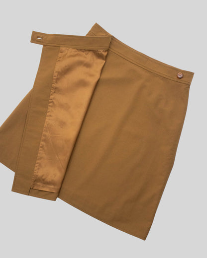 Vintage S/S 1996 Prada 'Ugly Chic' Runway Tan Brown Wrap Skirt / IT 42 (S)