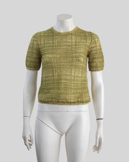 Vintage S/S 1996 Prada 'Ugly Chic' Tweed Print Cropped Sweater / IT 40 (XS-S)