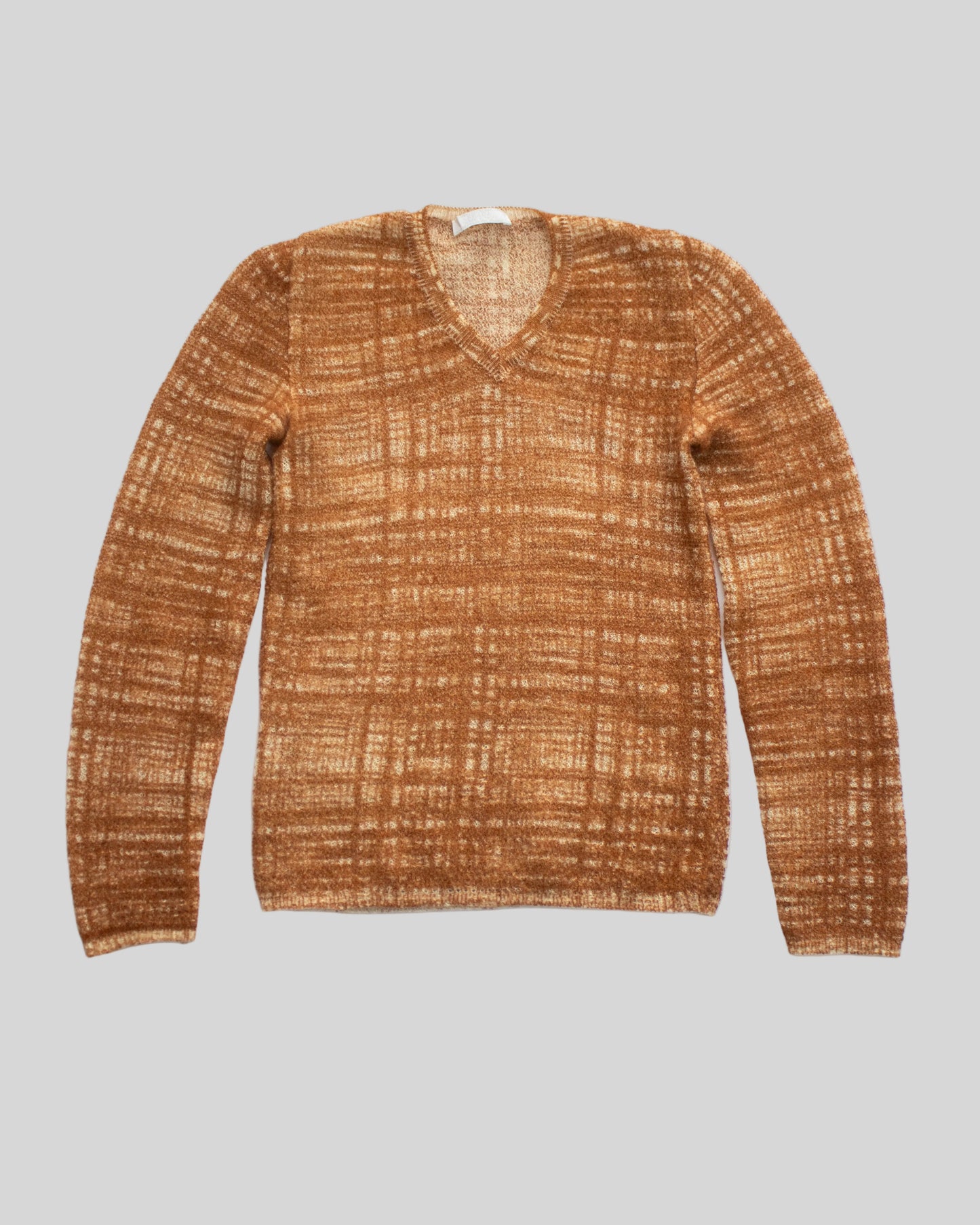 Prada S/S 1996 tweed print sweater flat lay view
