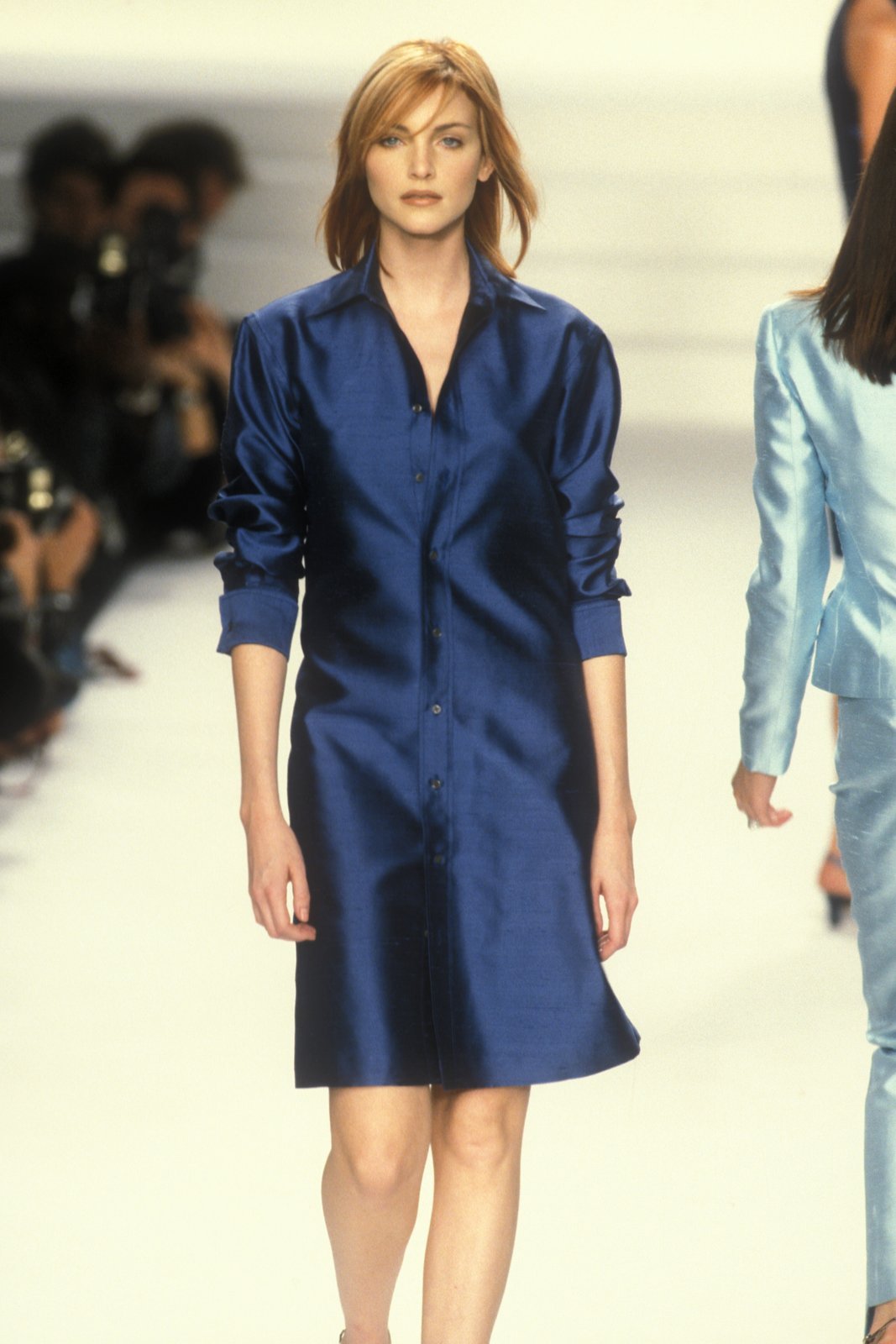 Vintage S/S 1996 Ralph Lauren Collection Black Raw Silk Shirt Dress / S
