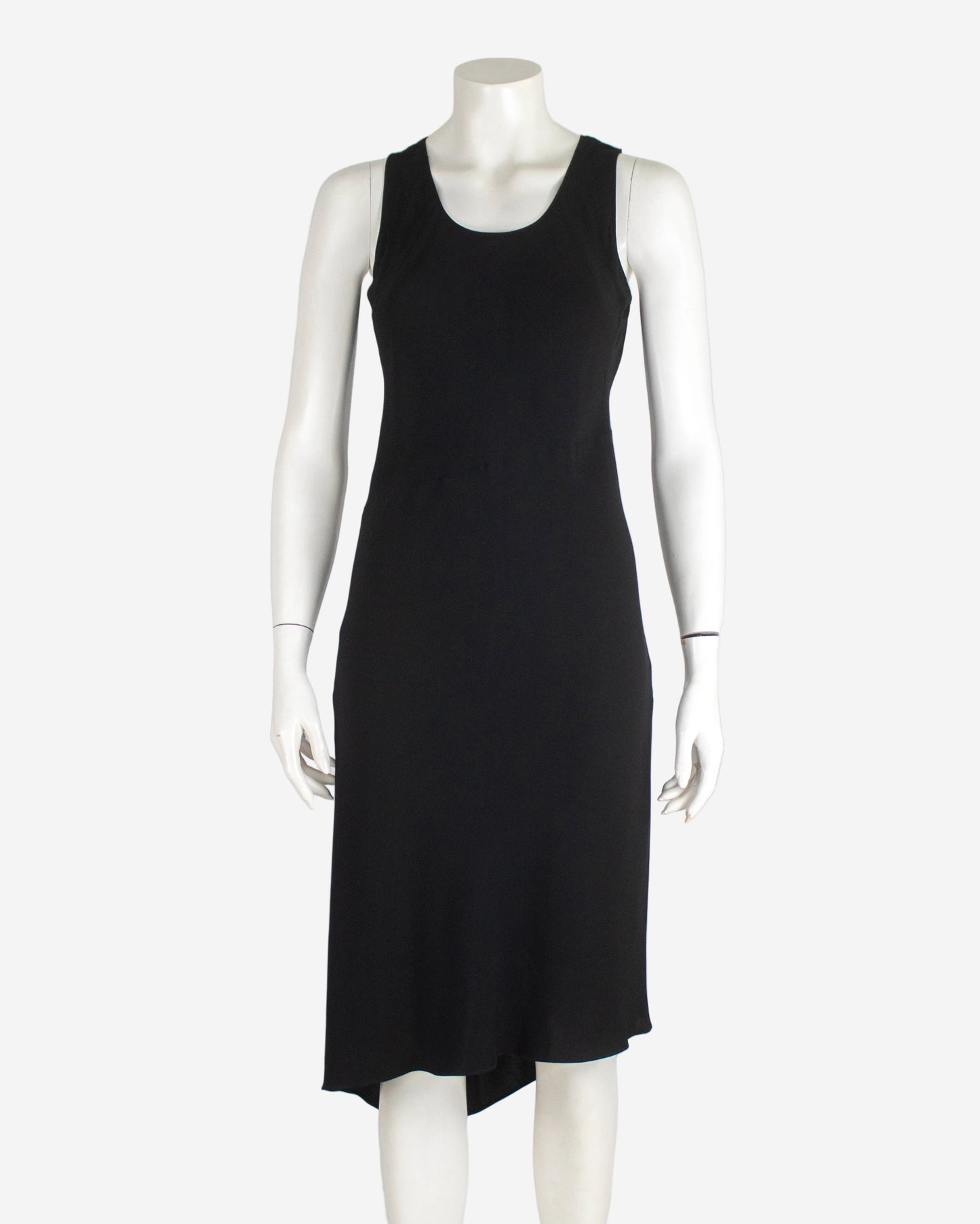 Vintage S/S 1997 Calvin Klein Collection Black Asymmetric Hem Dress / XS-S