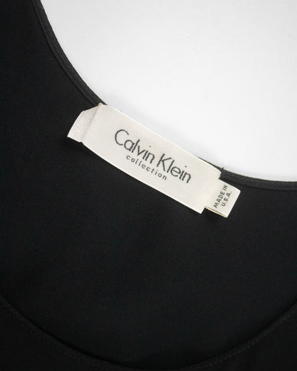 Vintage S/S 1997 Calvin Klein Collection Black Asymmetric Hem Dress / XS-S