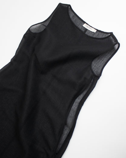 Vintage S/S 1997 Calvin Klein Collection Sheer Black Wool Nylon Dress + Slip / 4 (XS)