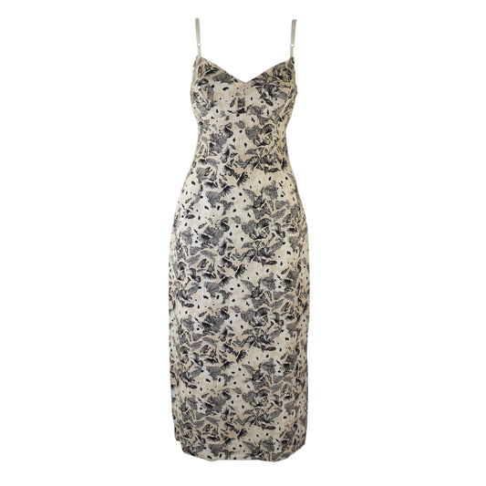Vintage S/S 1997 Dolce&Gabbana Ivory Floral Print Linen Dress / IT 42 (S)