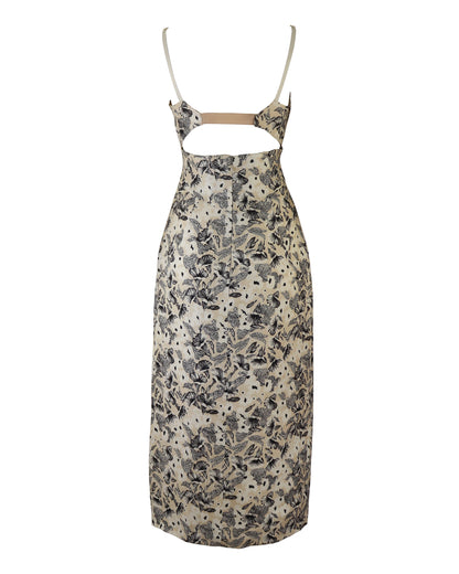 Vintage S/S 1997 Dolce&Gabbana Ivory Floral Print Linen Dress / IT 42 (S)