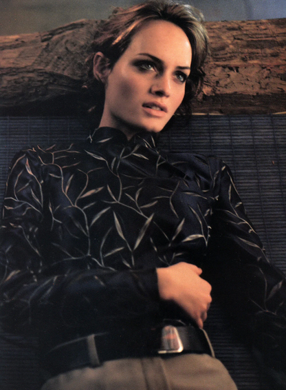 Vintage S/S 1997 Prada Blue Silk Jacquard Bamboo Chinoiserie Runway Blouse / IT 40 (XS)