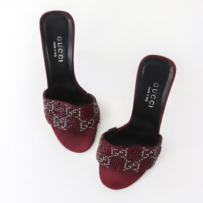 Vintage S/S 1998 Gucci Tom Ford GG Monogram Swarovski Crystal Stiletto Heel Mules / 37.5 (US 7.5)