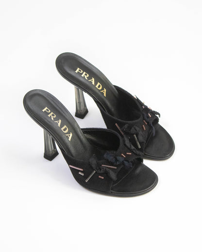Vintage S/S 1998 Prada Beaded Glass-like Heel Mules / 36 (US 6)