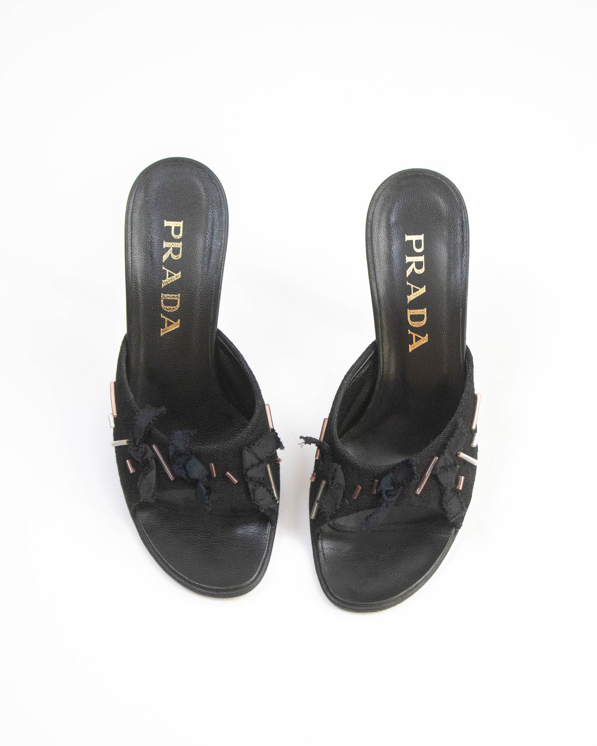 Vintage S/S 1998 Prada Beaded Glass-like Heel Mules / 36 (US 6)